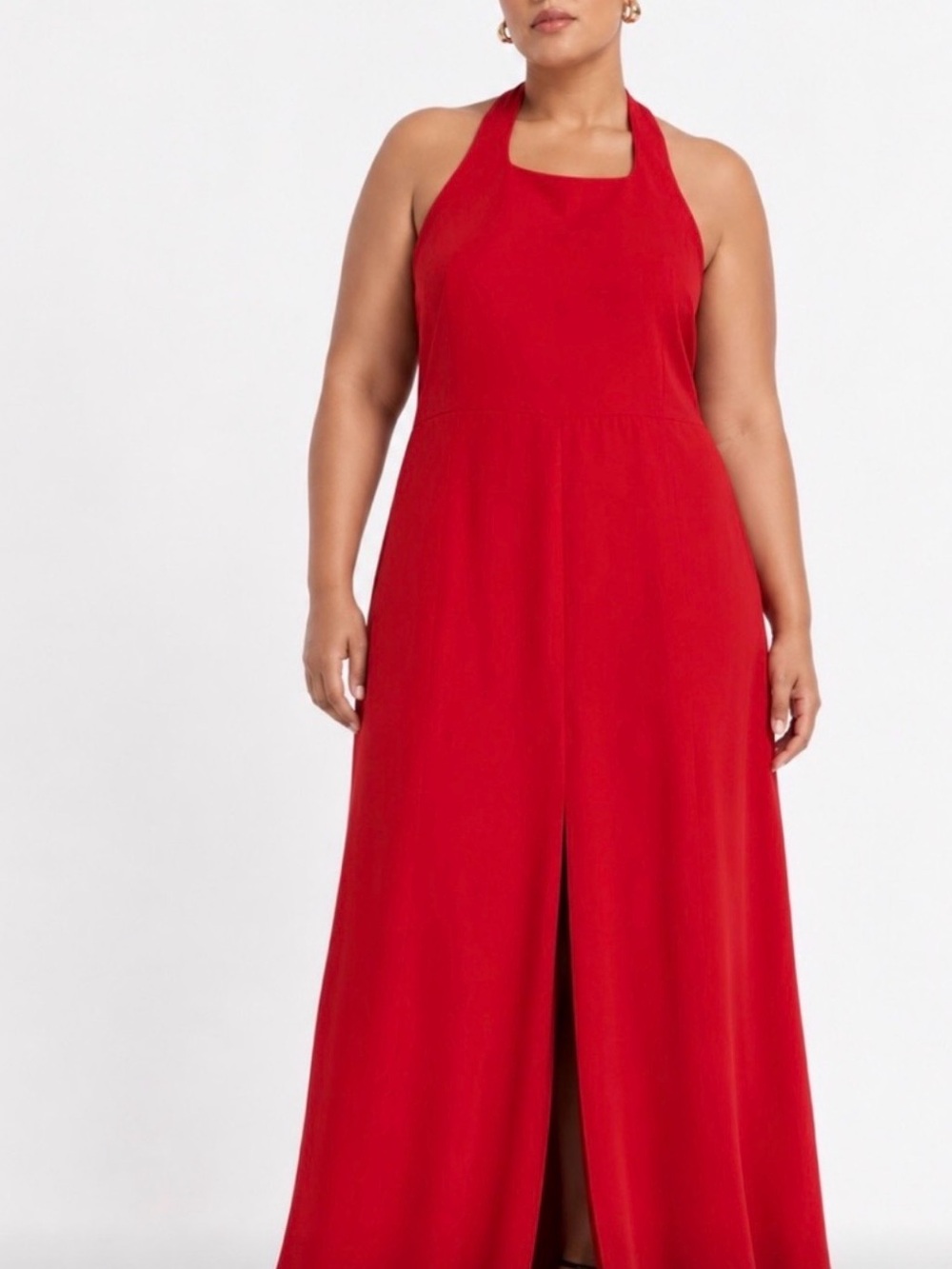 White by Vera Wang One-Shoulder Halter Maxi Dress in Red